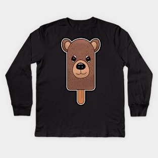 Animal Popsicle Brown Bear Ice Cream Summer Gift Kids Long Sleeve T-Shirt